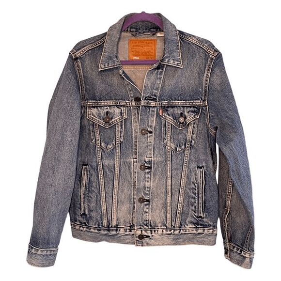 Levi's Big E Virgil Trucker Jean Jacket Blue Medium Stone Wash Denim S - Picture 1 of 10
